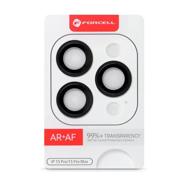 Forcell iPhone 15 Pro/15 Pro Max Härdat Glas Kameraskydd Premium Svart