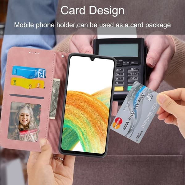 DIERFENG DF-03 Plånboksfodral i Konstläder för Samsung Galaxy A34 - Rosa
