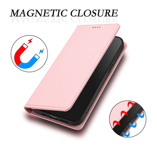 OnePlus 15 Plånboksfodral RFID-Skydd Litchi Konstläder Rosa