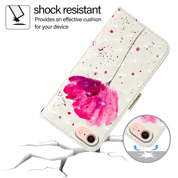 iPhone 16e Plånboksfodral Printing Pattern Med Rem - Flower Rosa