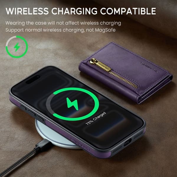 DG.MING M5 Series Mobilskal till iPhone 17 Pro Magnetiskt Konstläder Lila