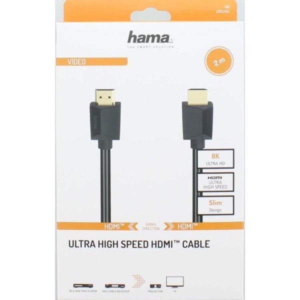 Hama HDMI-kaapeli High Speed 8K 48 Gbit / s 2m - musta