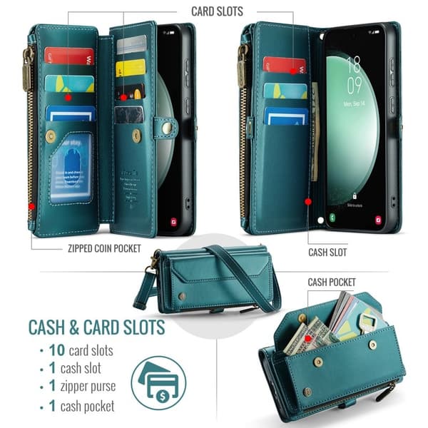 CASEME Plånboksfodral Konstläder för Samsung Galaxy S23 FE - Grön