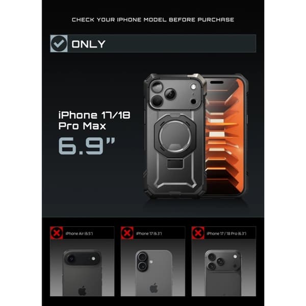 SupCase Mobilskal För iPhone 18 Pro Max/17 Pro Max Magsafe UB Grip - Svart