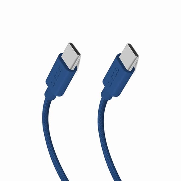 SBS USB-C til USB-C Kabel 1.5m 60W Flettet - Blå Blå