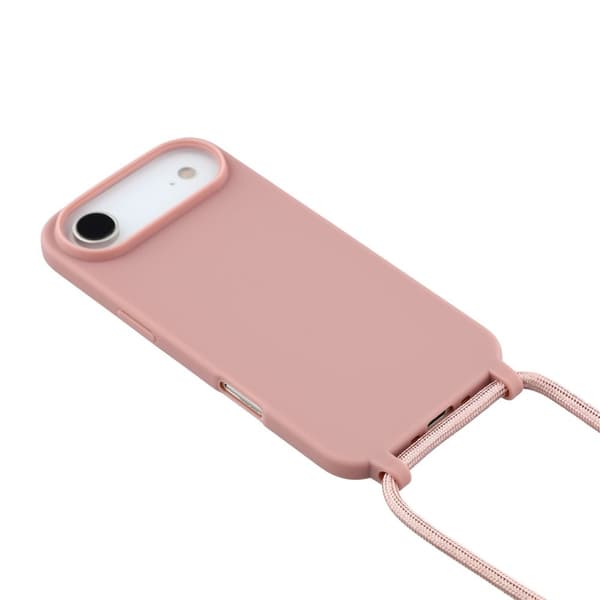 Mobilskal till iPhone Air TPU Shockproof med Lanyard - Djuprosa Rosa