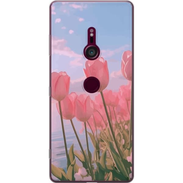 Mobilcover til Sony Xperia XZ3 med lyserøde tulipaner