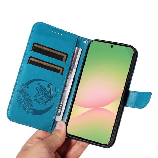 Samsung Galaxy A57 Plånboksfodral Konstläder Flip Skydd - Blå