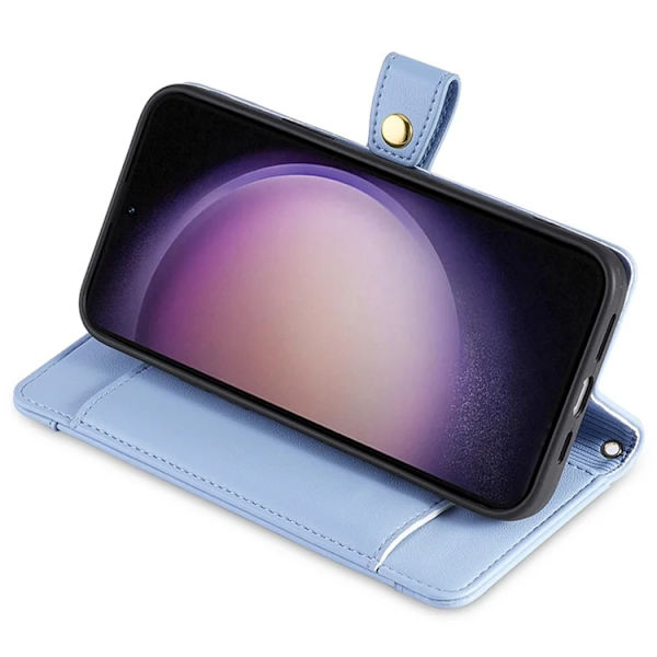 Galaxy S24 Konstläder Plånboksfodral med 2 Rem - Blå Blå