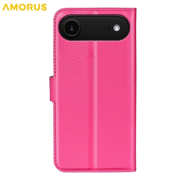 AMORUS iPhone Air Konstläder Plånboksfodral Flipstativ Litchi - Rosa Rosa