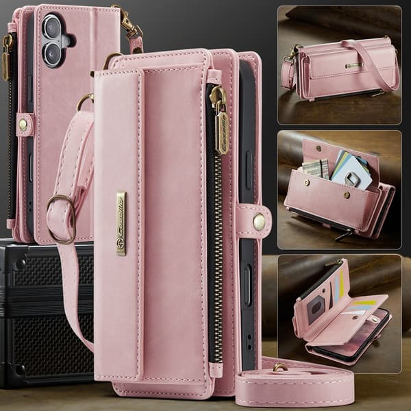 CASEME iPhone 17 Plånboksfodral Zipper RFID C39 Rosa