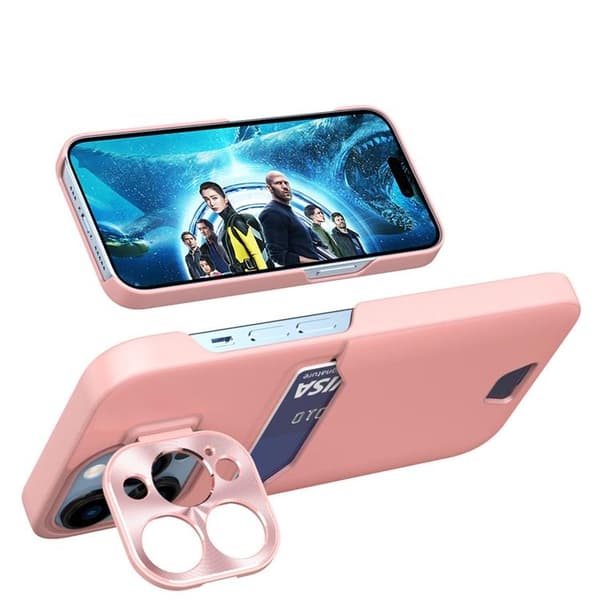 Mobilskal till Galaxy S23 Korthållare Läder Kickstand - Rosa Rosa