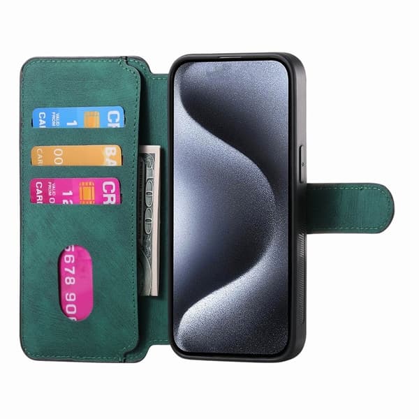 CASENEO MW-03 iPhone 13 Pro Plånboksfodral Konstläder + TPU - Grön