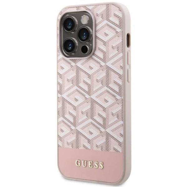 Guess iPhone 14 Pro -puhelimen kuori MagSafe GCube Stripes - Pinkki