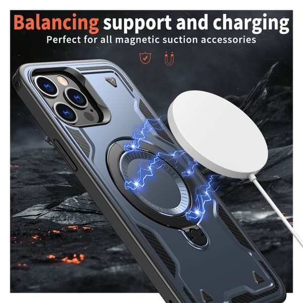 Mobilskal till iPhone 12 Pro Plast Militärskydd Kickstand - Blå