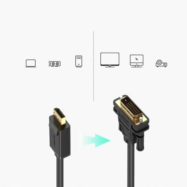 Ugreen kaapeli DisplayPort DVI 2m - musta