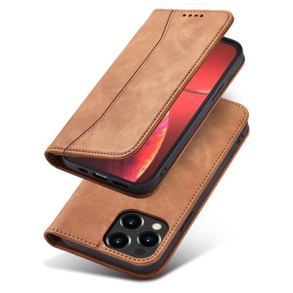 iPhone 12 Pro Wallet Case Magnet Fancy - Brun