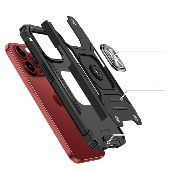 Wozinsky iPhone 15 Pro mobiltaske Ringholder - Rød