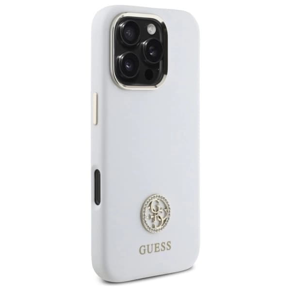 Guess Mobilskal till iPhone 16 Pro Silikon Logo Strass 4G - Vit Vit