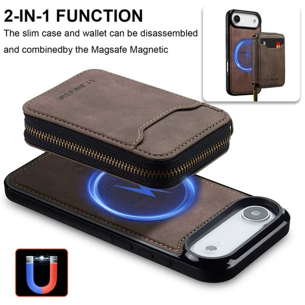 LC.IMEEKE L6 iPhone Air Plånboksfodral Magnetiskt - Konstläder - Brun