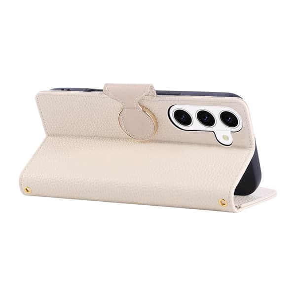 Plånboksfodral för Samsung Galaxy S26 Konstläder med handledsrem - Beige