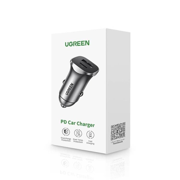 Ugreen PD Fast Billaddare USB-A Till USB-C 30W - Grå