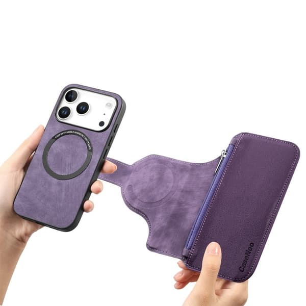 CASENEO MW-02 iPhone 17 Pro Plånboksfodral Konstläder - Lila Lila