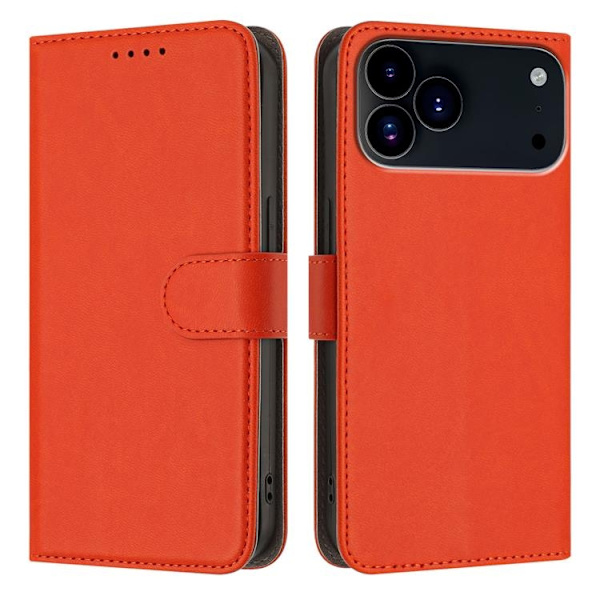 iPhone 17 Pro Konstläder Plånboksfodral Solid Color - Orange Orange