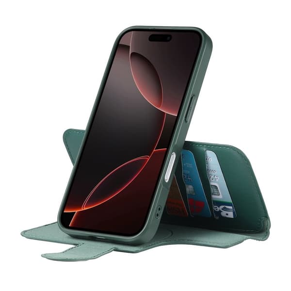 CASENEO iPhone 16 Pro Max Plånboksfodral Konstläder - Grön