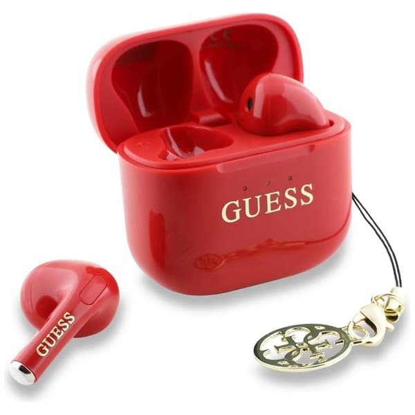 Guess TWS In-Ear Hörlurar Glossy Effect Printed Logo & Charm - Röd Röd