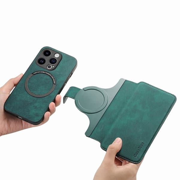 CASENEO MW-03 iPhone 13 Pro Max Plånboksfodral Konstläder - Grön