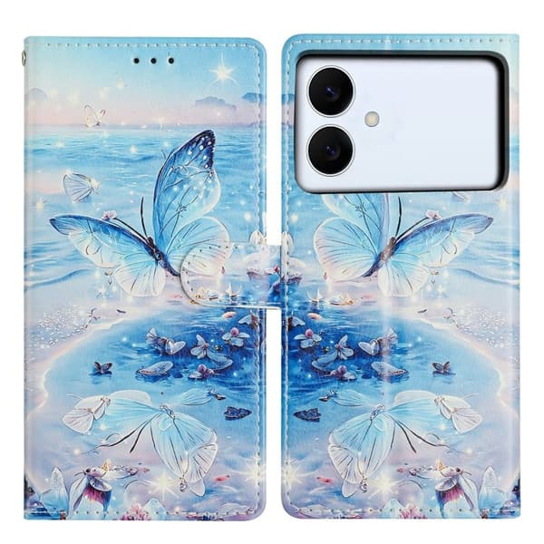 Samsung Galaxy S26 Edge Plånboksfodral Mönstertryck Konstläder - Ocean Butterfly