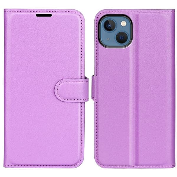 Litchi Flip iPhone 14 Plus Plånboksfodral  - Lila LilaSt
