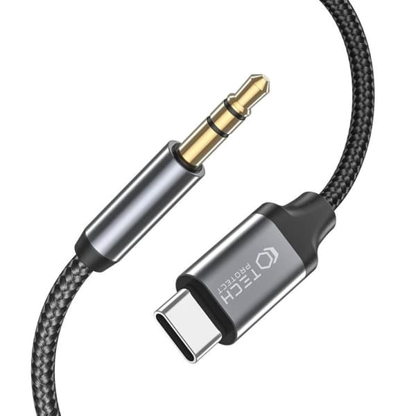 Tech-Protect USB-C To Aux Mini (3.5mm) Kabel 120 cm Svart Svart