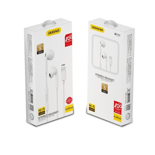 Dudao In-Ear Hörlurar med USB Typ-C Kontakt - Vit Vit