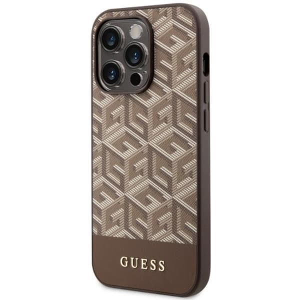 Guess iPhone 14 Pro Max Mobilskal MagSafe GCube Stripes - Brun Brun