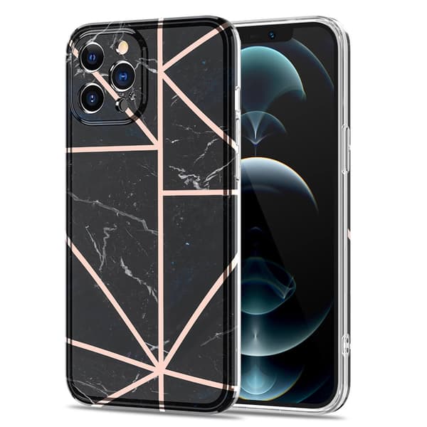 BOOM - Grid iPhone 12 Pro Max -kuori - Musta marmori Black