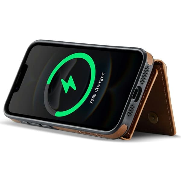 DG.MING M6 Series Mobilskal till iPhone 16e Magnetiskt Plånboksfodral Brun