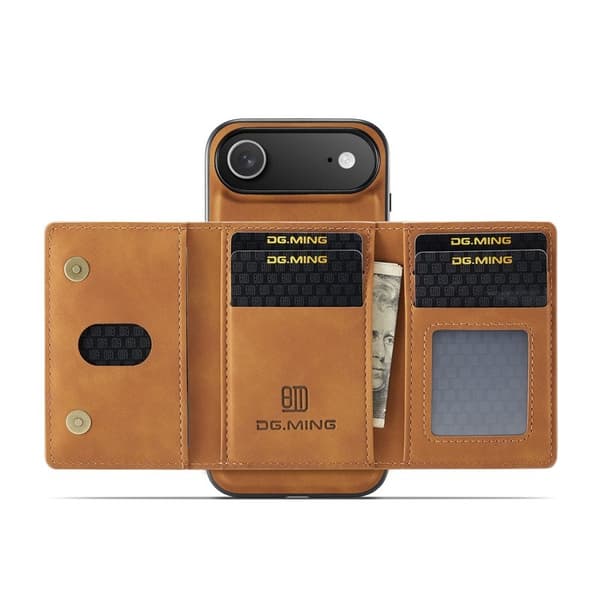 DG.MING iPhone Air Konstläder Plånboksfodral PU + PC + TPU - Brun