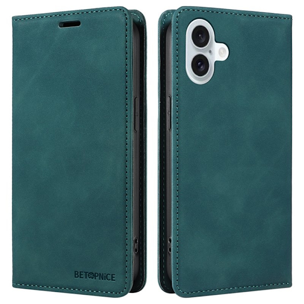 BETOPNICE 003 iPhone 16 Plus Plånboksfodral RFID Blocking Konstläder - Grön