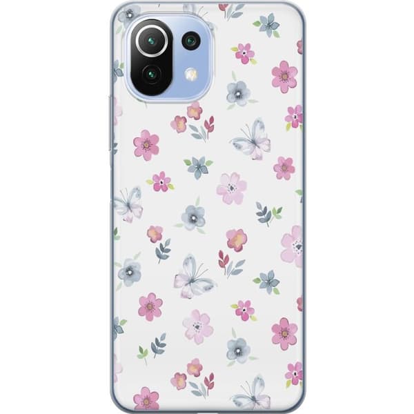 Mobilcover til Xiaomi 11 Lite 5G NE med Blomster og sommerfugle