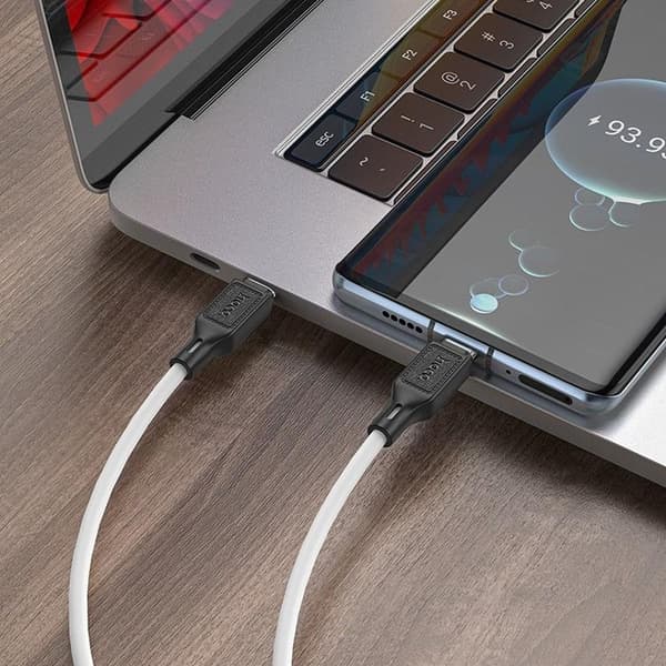 HOCO USB-C - USB-C Kabel 1m 60W 3A X90 - Vit Vit