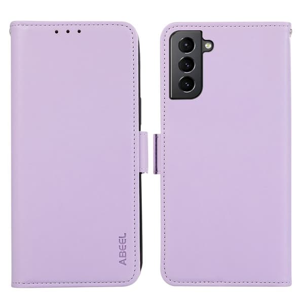 ABEEL Samsung Galaxy S21 5G Konstläder Plånboksfodral RFID-Skydd Kortfack Lila