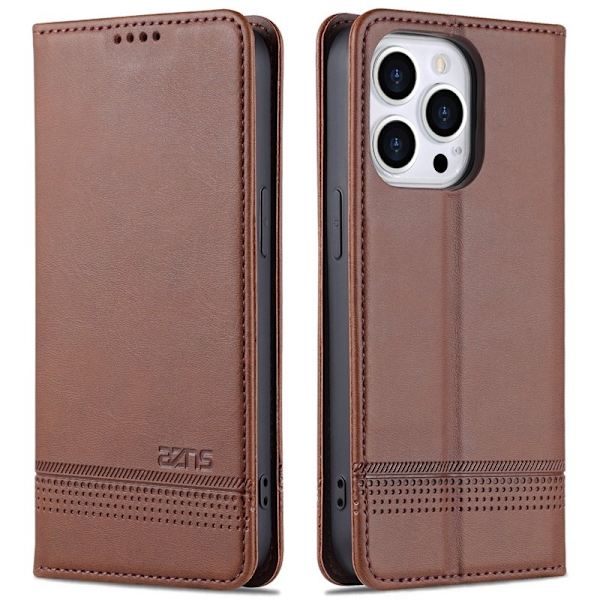 AZNS iPhone 15 Pro Max Plånboksfodral i Konstläder - Brun