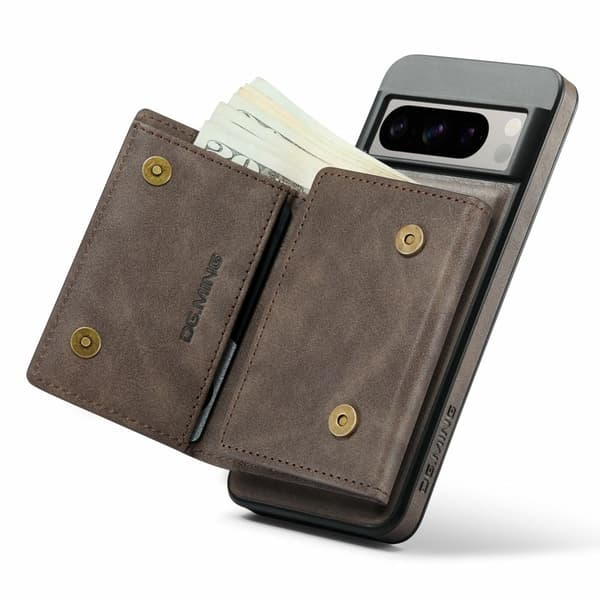 DG.MING M6 Series Konstläder Plånboksfodral för Google Pixel 8 Pro - Brun