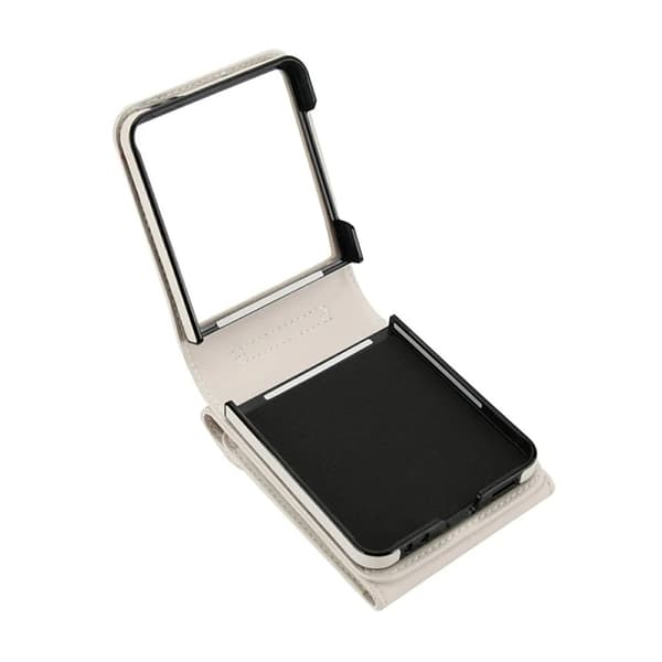 Galaxy Z Flip7 Plånboksfodral Litchi med Axelrem - Vit Vit