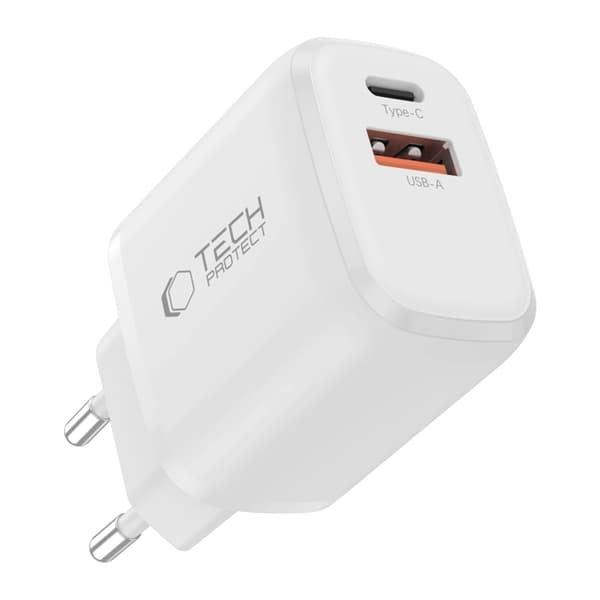 Tech-Protect Väggladdare 20W med USB-C Till Lightning Kabel - Vit Vit