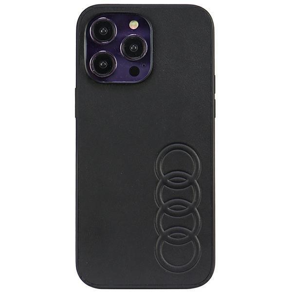 Audi iPhone 14 Pro matkapuhelimen suojakuori synteettistä nahkaa - musta