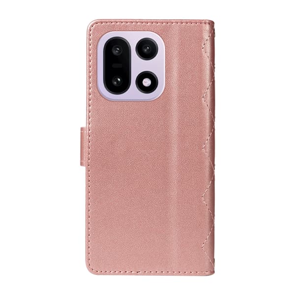 OnePlus 15 5G Plånboksfodral Rhombus Konstläder Roséguld