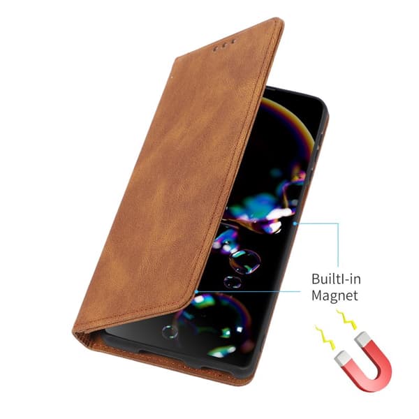 Plånboksfodral för Samsung Galaxy S26 Plus Magnetiskt Konstläder - Brun